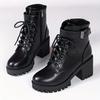 Women's Solid Color Chunky Heel Boots, Fashion Lace Up Side Zipper Boots, Fashion Buckle Strap Exquisite Ankle Boots
