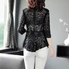 Blazer Suit for Women Slim Fit Long Sleeve Button Cardigan Solid Color Lace Suit Jacket
