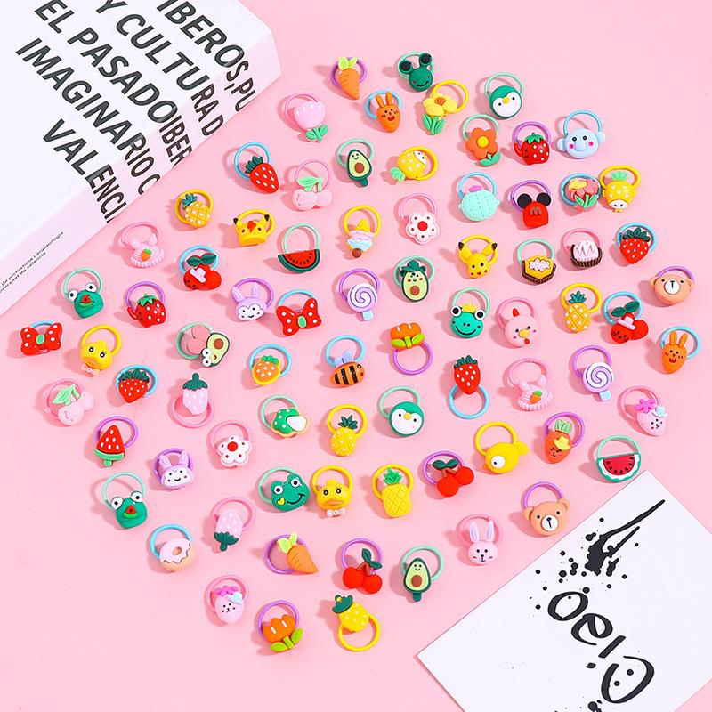 10PCS/Set 2CM Mini Cartoon Baby Girls Hair Ties Children HairBands Ponytail Elastic Rubber Band Newborn Hair Accessories