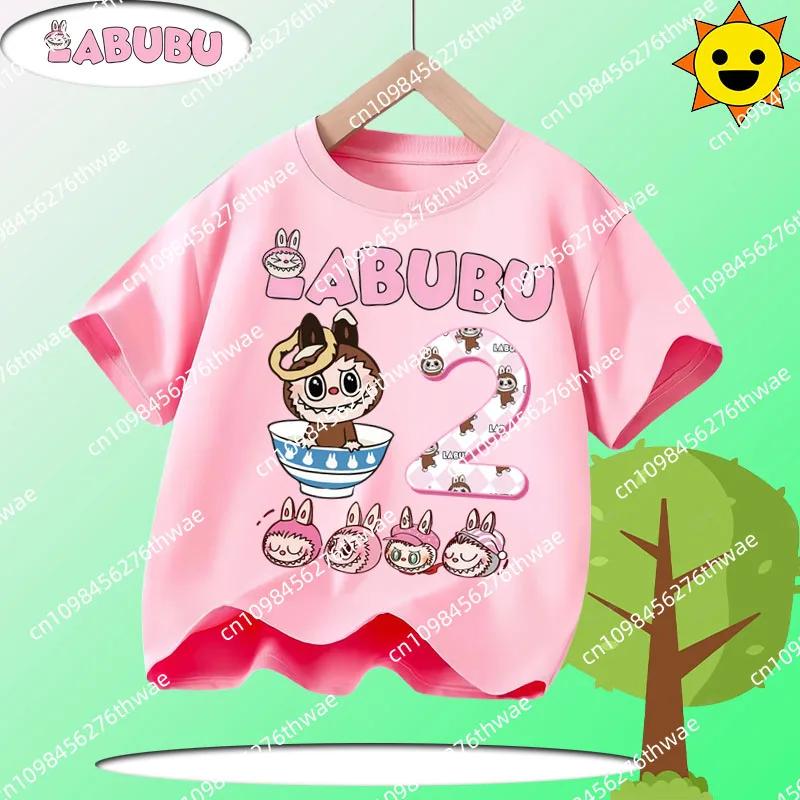 Летняя футболка Laubub для детей 1-12 лет, в подарок, детская футболка с круглым вырезом и коротким рукавом, повседневная футболка для мальчиков и девочек с мультяшным принтом