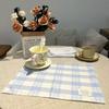 Korean Retro Blue Plaid Tablecloth Placemats Table Mat Food Posing Background Cloth Insulation Pad Home Decoration Accessories