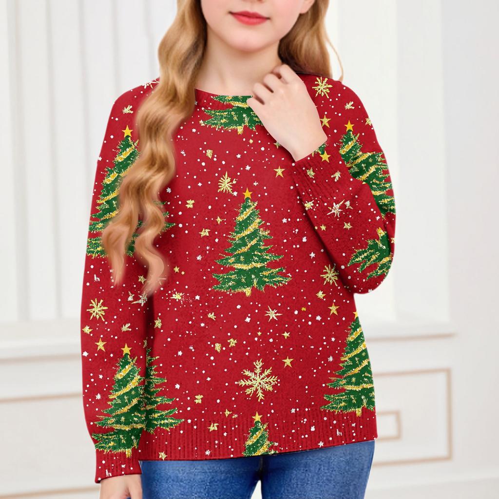 Christmas Day Sweatshirts For Children Boys And Girls Knit Sweater Cute Shirt Fall Crewneck Pullover Tops
