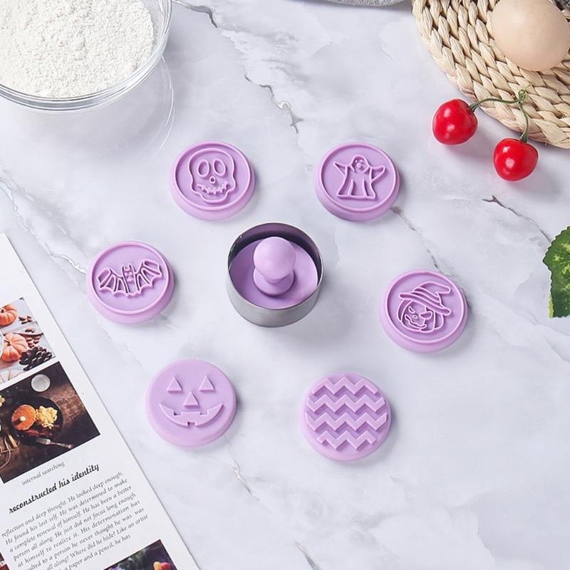6Pcs Halloween Christmas Stamp Mold Chocolate Candy Mold for Diy Dessert Cookie