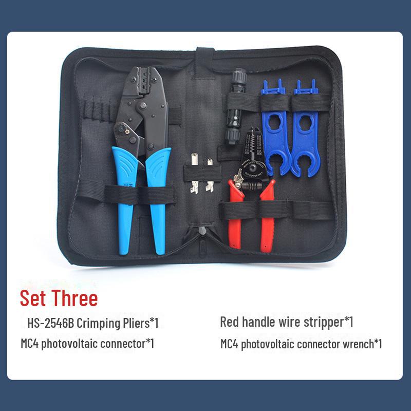Комплект инструментов для установки фотоэлектрических систем Solar MC4: Клещи для обжима электрика, клеммы для подключения, набор гаечных ключей