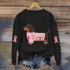 Breast  Sweatshirts For WomenRibbon Breast  Shirt Cute Dog Graphic  Long Sleeve Tops