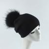 Adult New Raccoon Fur Ball Color Knitted Acrylic Common Fabric Warm Casual Pullover Beanie Hat Liner Unisex Cross-border