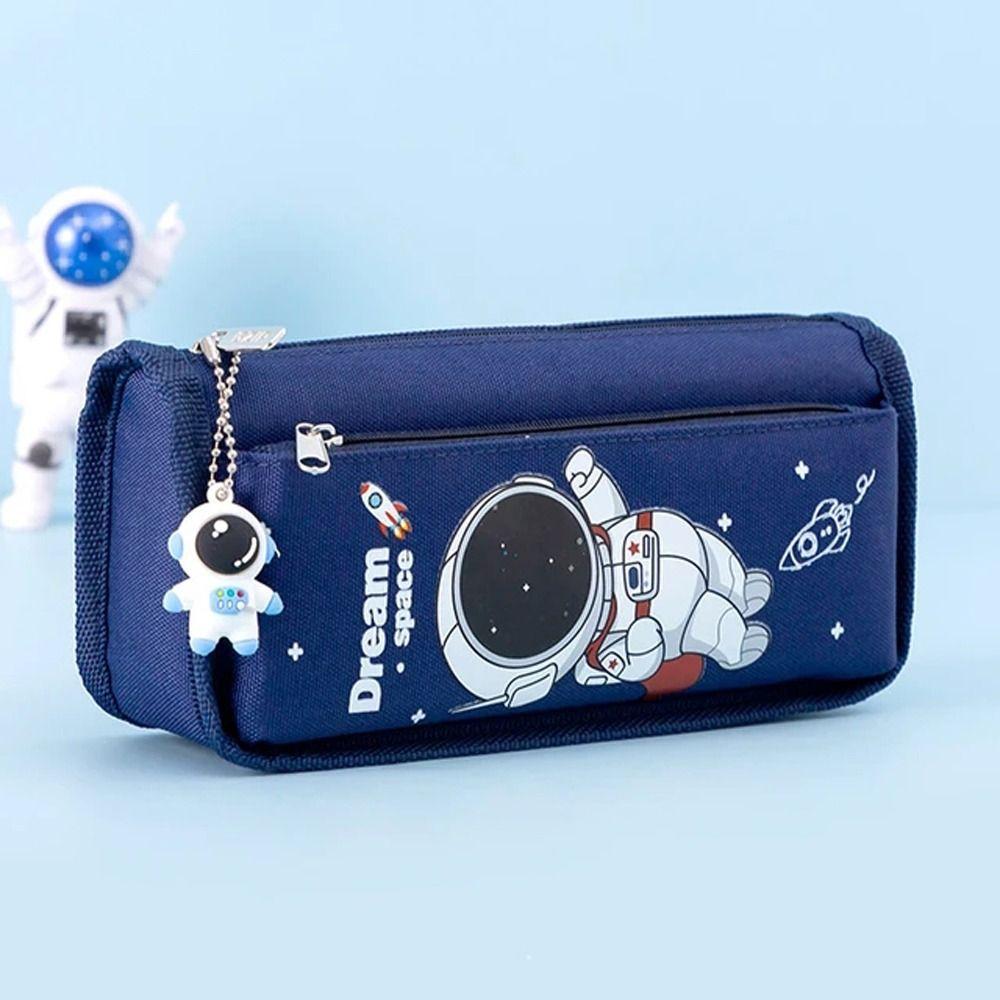 Double Layer Stationery Bag Large Capacity Pencil Bag Astronaut Pencil Case Office Accessories