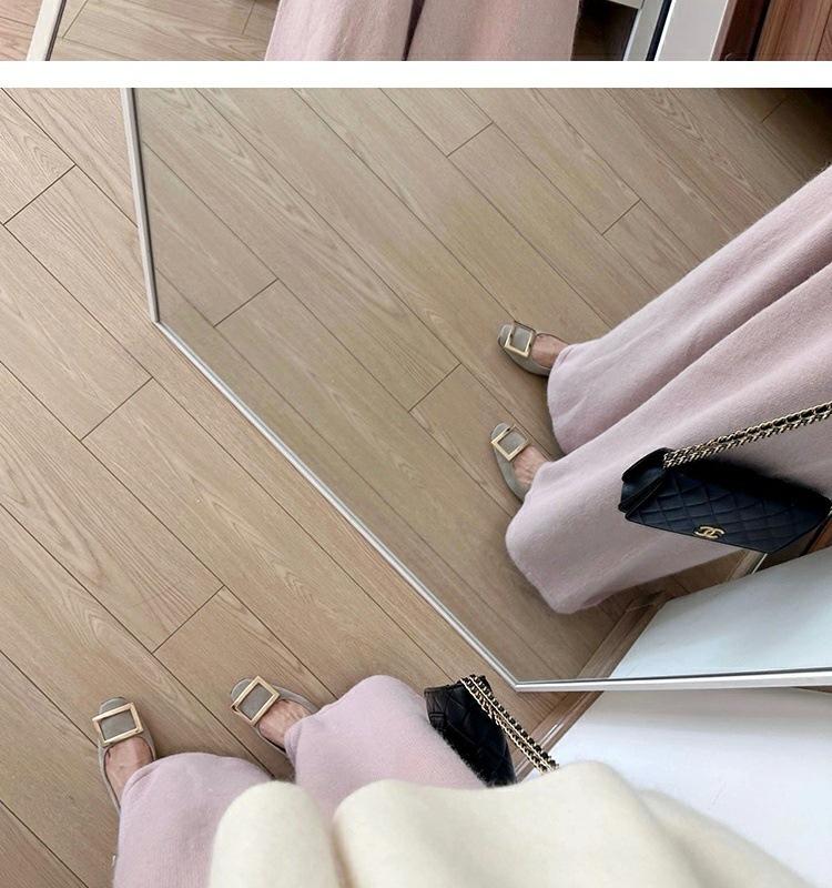 Осенне-зимний вязаный свитер и брюки широкого кроя для беременных