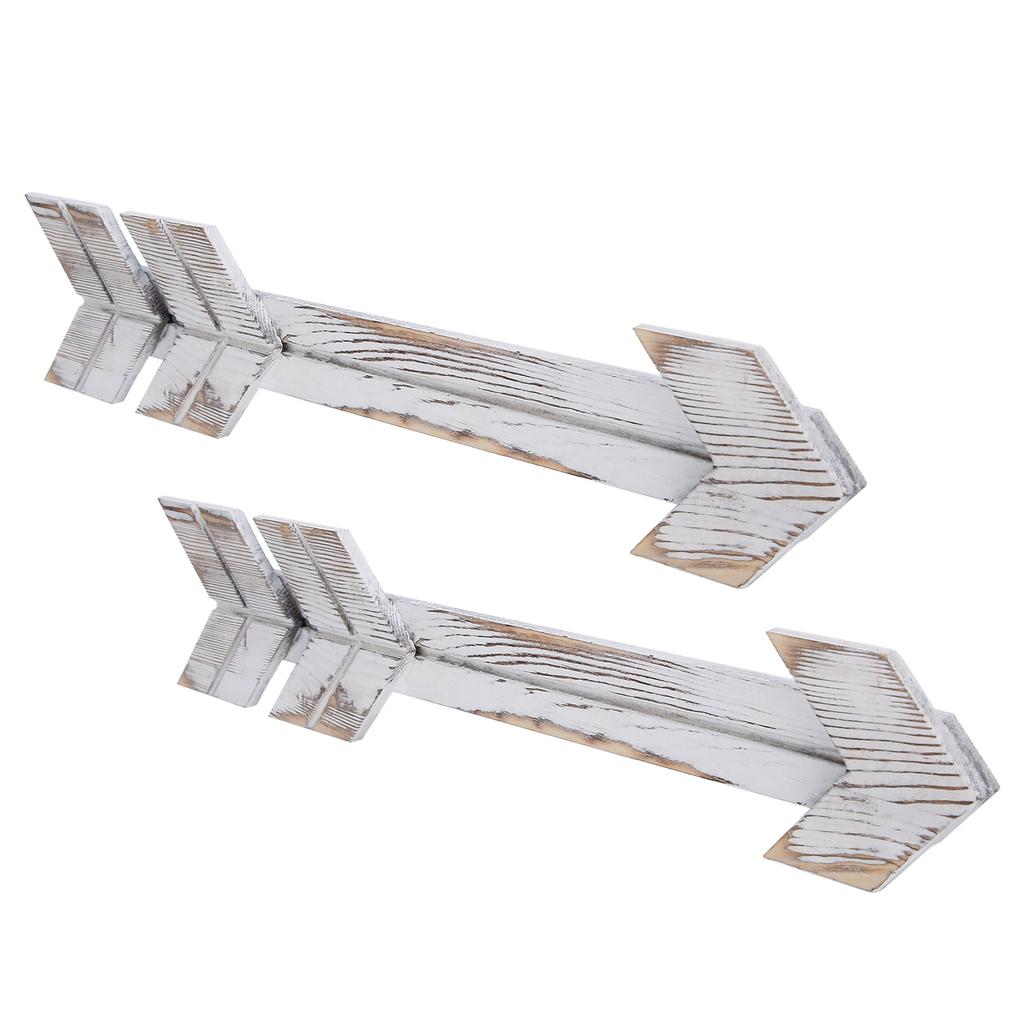 2PCS Wooden Arrows Decor Sign Wall Art Decor Farmhouse Courtyard Wedding SuppliesWhite