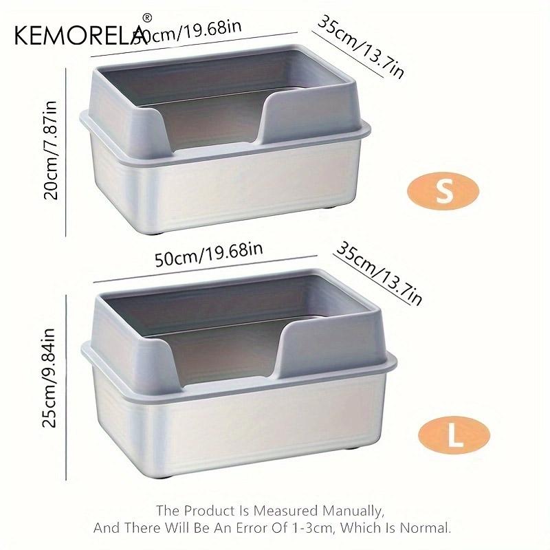 Extra Large Stainless Steel Cat Litter Box with High Wall Enclosure Non-Stick Leak Proof Easy to Clean Includes Lid