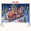 2D Apartment with 1 Giant Christmas Train and Snowman Banner Background Suitable for Winter Parties