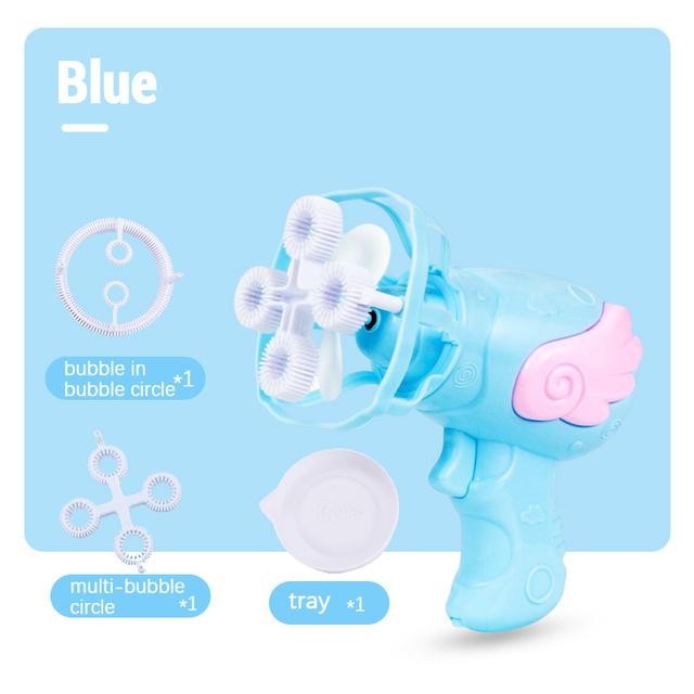 Angel Wings Bubble Machine with Mini Fan 3 In 1 Magic Bubble In Bubble Gun Soap Water Bubble Maker for Kids Summer Outdoor Toy