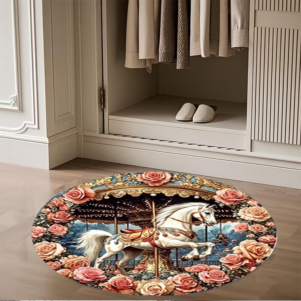 1pc home carpet carousel design for office decor gift living room bedroom non slip carpet