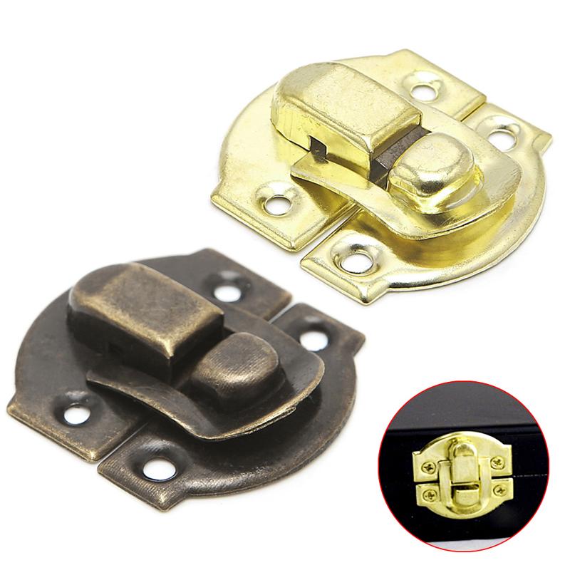 10x Antique Metal Lock Catch Curved Buckle Horn Clasp Hook Gift Jewelry Box Padlock