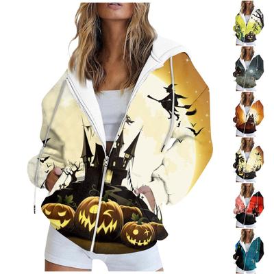 Женская толстовка с длинным рукавом и принтом, куртка с карманом и длинными рукавами, пальто с капюшоном на молнии, осень