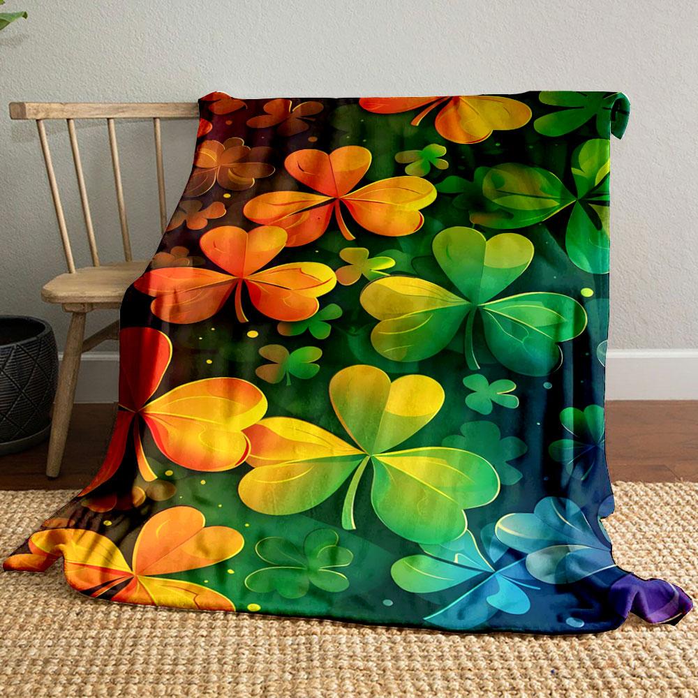 Colorful Shamrock Pattern print blanket soft and cozy perfect for the living room bed sofa or a nap,gift
