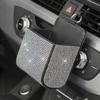 Car Storage Box Diamond Crystal Car Air Conditioning Outlet Storage Multi-functional Leather Organizer Bag Auto Accessories