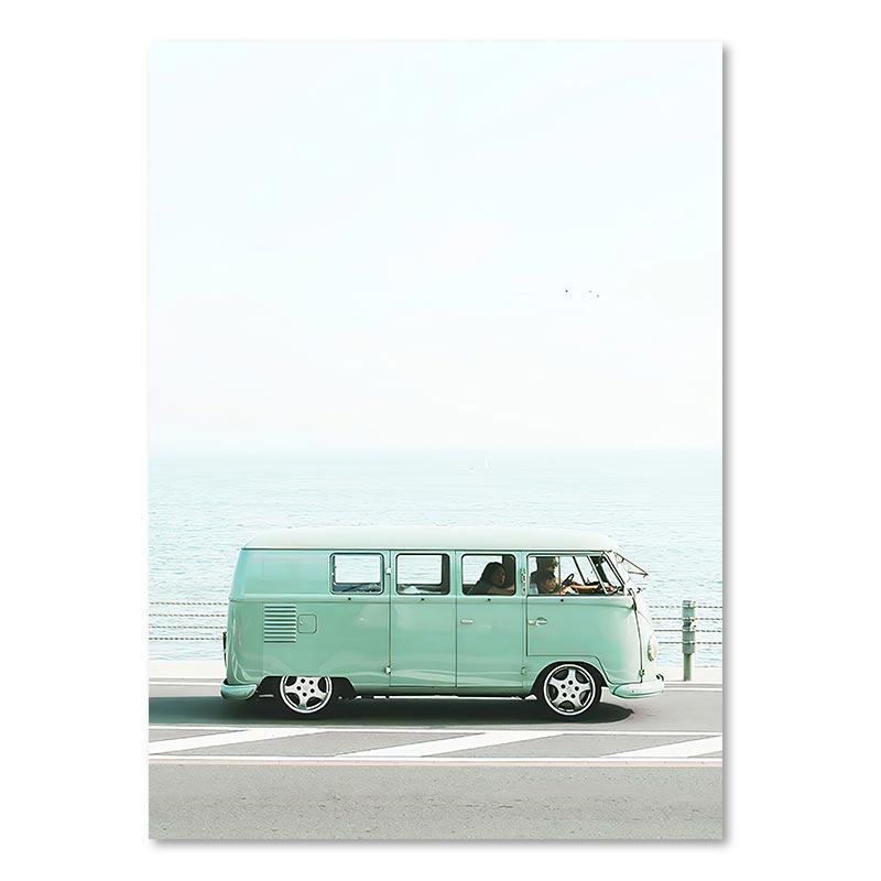 Тропическое море пляжные волны постер кокосовая пальма мост грузовик холст живопись скандинавское настенное искусство картины для гостиной домашний декор