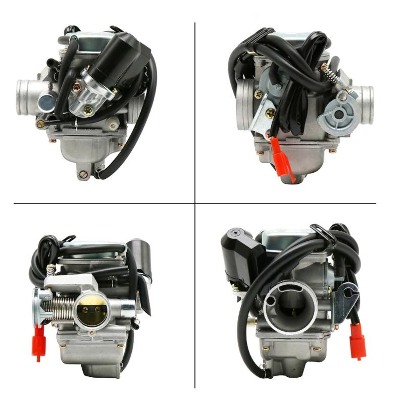 24mm rcycle PD24J Carburetor Electric Choke Fit for GY6 125cc 150cc 152QMI 152QMJ 157QMI 157QMJ Scooter ATV 4