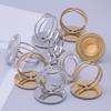Модное DIY кольцо из нержавеющей стали с капельным маслом и стразами, круглое, овальное, в форме капель воды, с открытой регулируемой основой, для женщин и мужчин, подарок