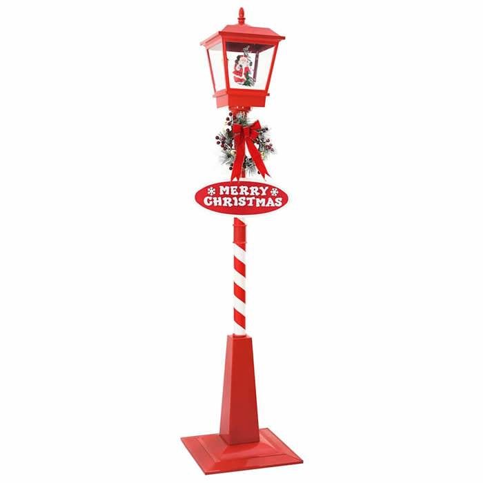VidaXL Lampe de rue de Noël avec lanterne Rouge 40,5x40,5x180cm, Salon, Décor moderne pour les fêtes, Figurine sympa, 42017508