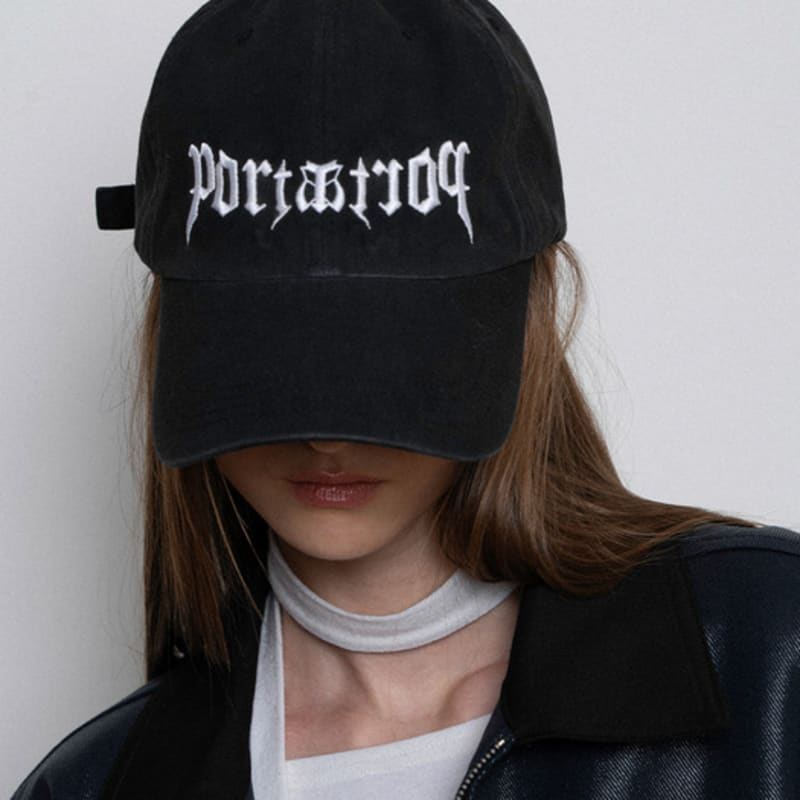 THEPORTA GRAPHIC DOUBLE LOGO WASH BALL cap, black
