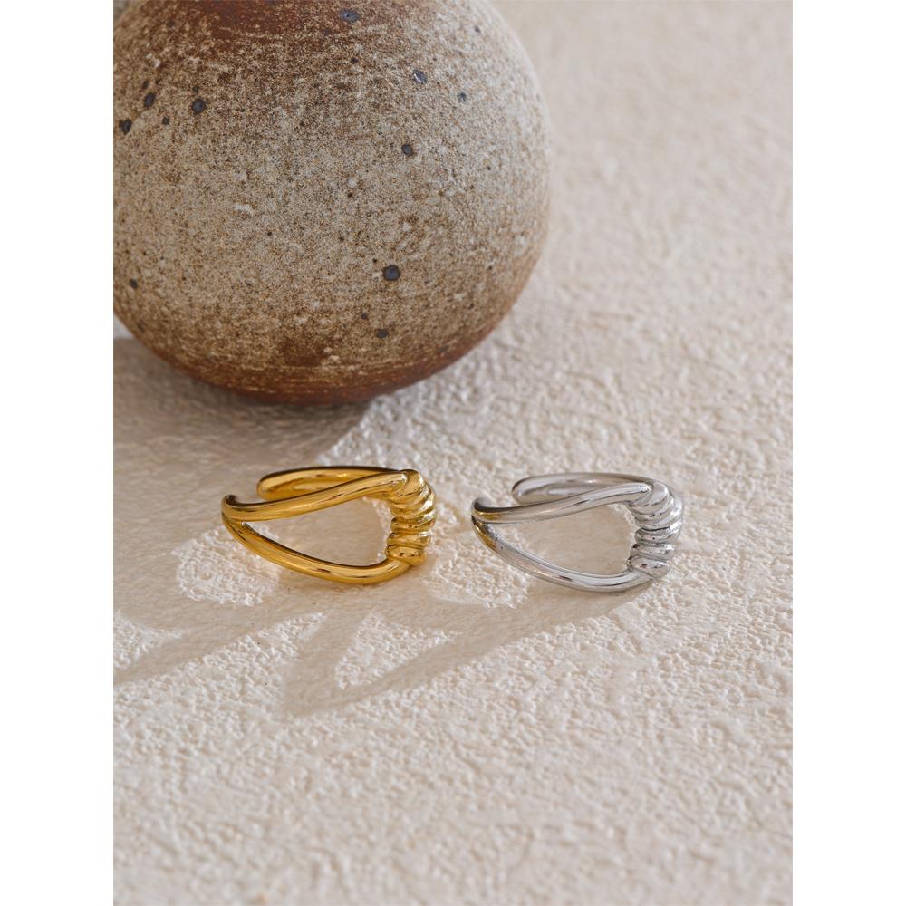 Eetit Стильное уникальное геометрическое полое открытое персонализированное кольцо из нержавеющей стали золотого и серебряного цвета, шикарный популярный подарок в виде ювелирного изделия
