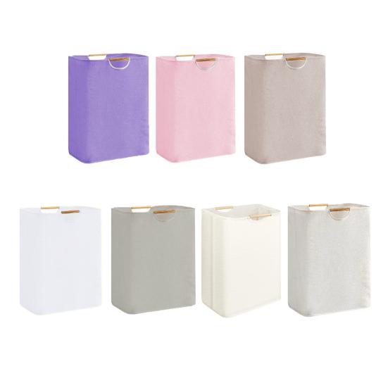 Yousheng Laundry Hamper Storage Basket with Bamboo Handle Foldable Design Large Capacity Waterproof Fabric Clothes Hamper Laundry Basket