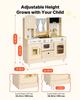 Play Kitchen for Kids, Wooden, Kids Kitchen Playset with Realistic Lights & Sounds, Food & Cookware, Modern Style Pretend Play Toy Set, Ice Maker,