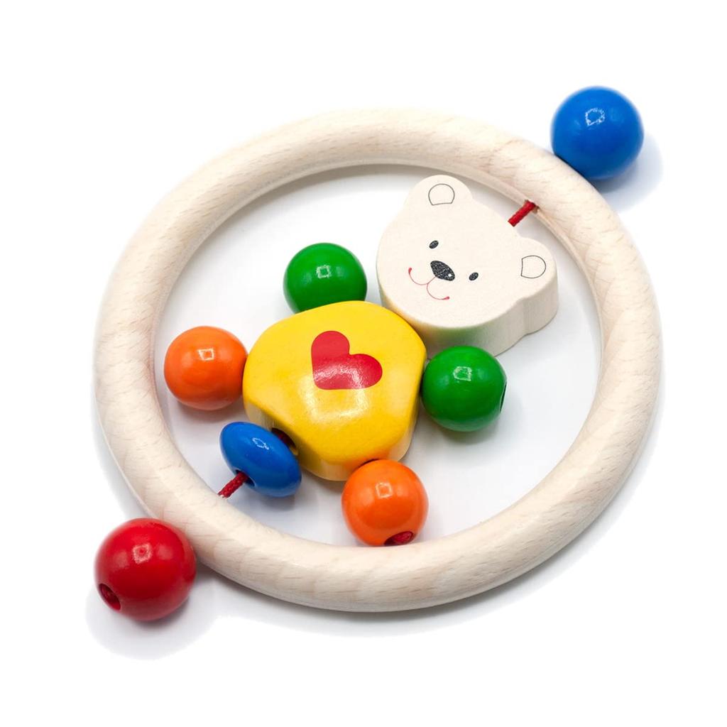 Вращающаяся деревянная погремушка в форме сердца, сделанная в Германии, развивающая игрушка для пальцев, дедушка, оригинальное кольцо диаметром 9,5 см