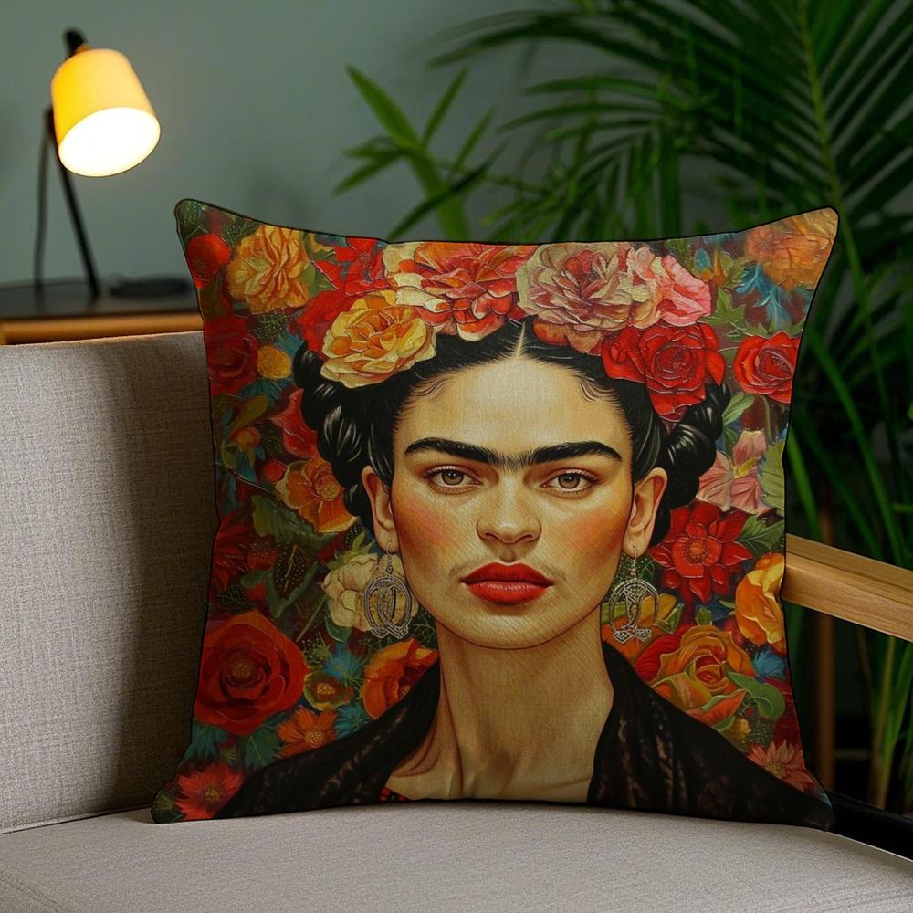 Чехол на подушку F-Fridas Painting Art Мягкий короткий плюш Двусторонняя печать Декор для дома Машинная стирка Наволочка Подарок
