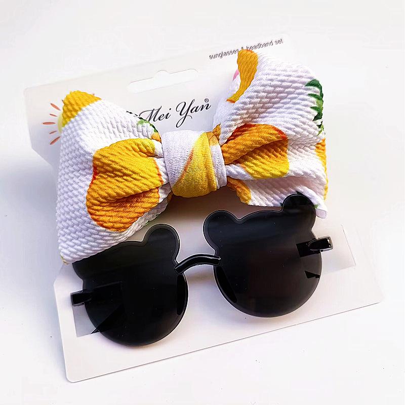 2 шт./набор 4,5" большие заколки-банты для детей мультфильм бант заколка для волос очки набор модные аксессуары для волос маленький медведь очки подарок