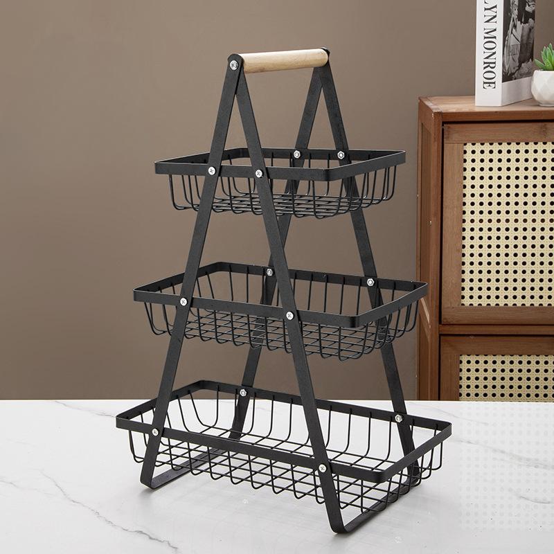 No Assembly Desktop Multi Tier Fruit Storage Basket Standing Organizer