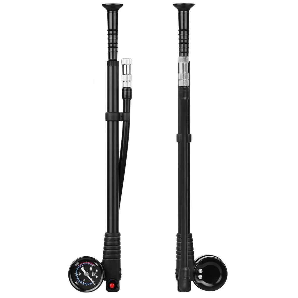 Shock Pump High Pressure 300 PSI Air Pump Presta Schrader Valve Mountain Road Bike Pump with Gauge