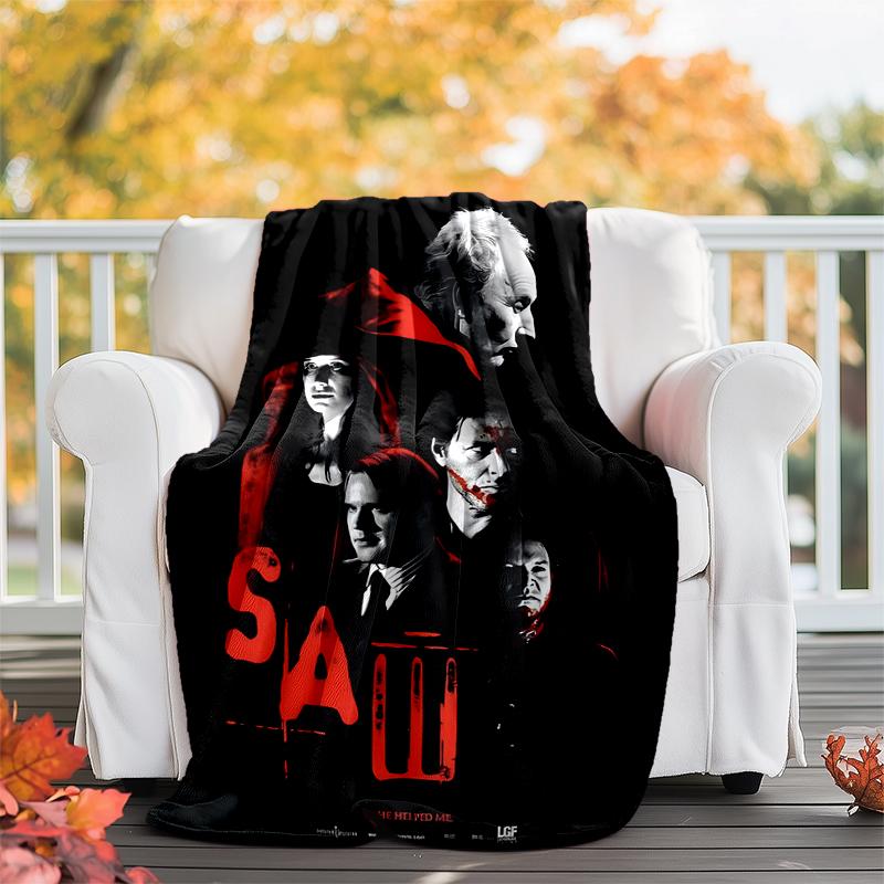 Saw Movie Flannel Blanket Soft All-Season Throw, Design for Camping, Car Travel, Hiking Sofa, Bed, Office Perfect Gift for Parties