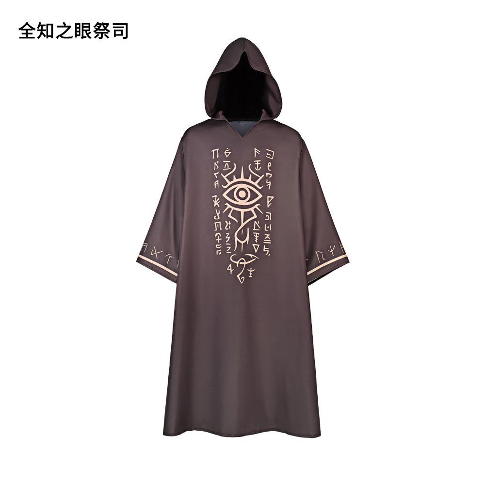 All-Seeing Eye Priest Robe Halloween Cthulhu Rune Wizard Hooded Cloak Halloween cos Clothing
