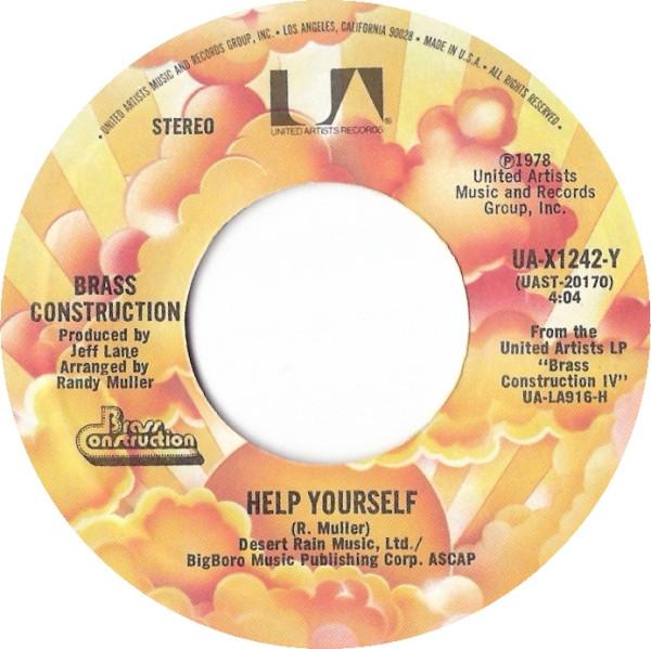7-дюймовая пластинка BRASS CONSTRUCTION - Help Yourself / Pick Yourself Up UAX1242Y United Artists 1978 США Соул/Фанк Б/у