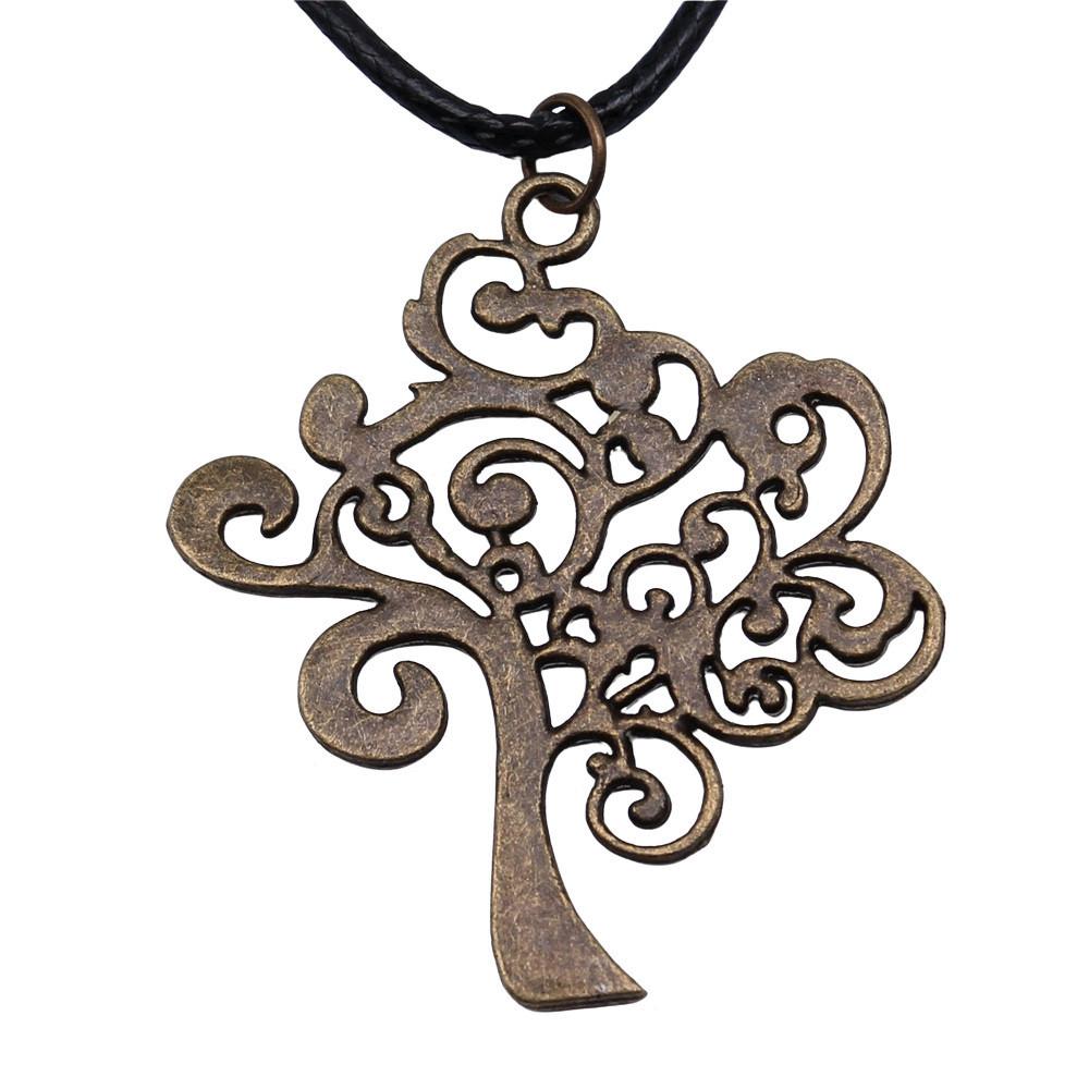 Антикварный кулон-ожерелье "Древо Жизни" Nature Boho Statement Jewelry 45см Кожаная цепочка