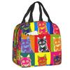 Colourful Cat Portable Lunch Boxes for Women Waterproof Pop Art Cooler Thermal Food Insulated Lunch Bag Lunchbag