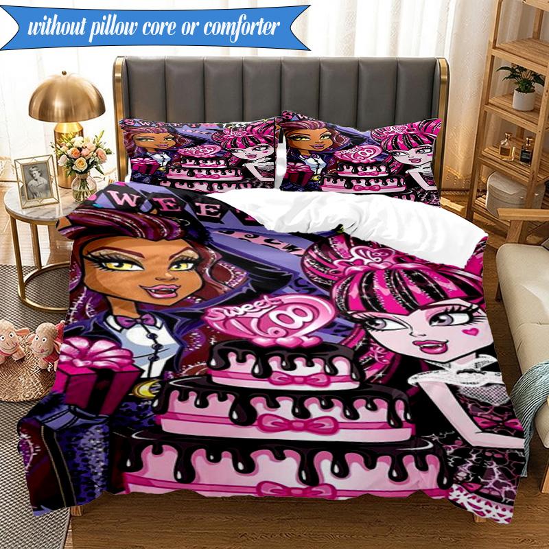 Monster-High Party 3pcs K-pop music group Bedding set,Ideal for Bedroom, Dormitory,Including Duvet Cover And 2pcs Pillowcases,Fan gifts