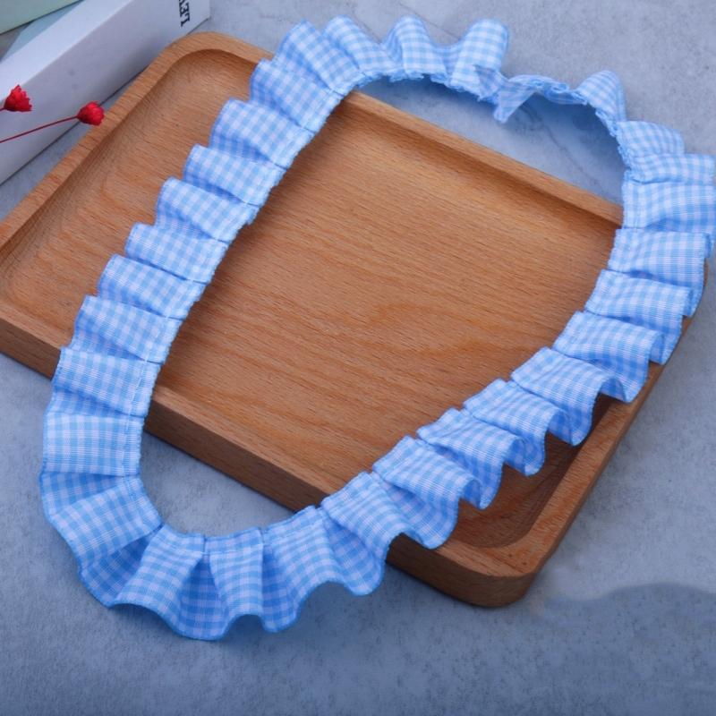 2.5cm wide colorful ribbon Pleated check lace handmade crafts doll dress Quiet book bundle Creative felt panel trim material
