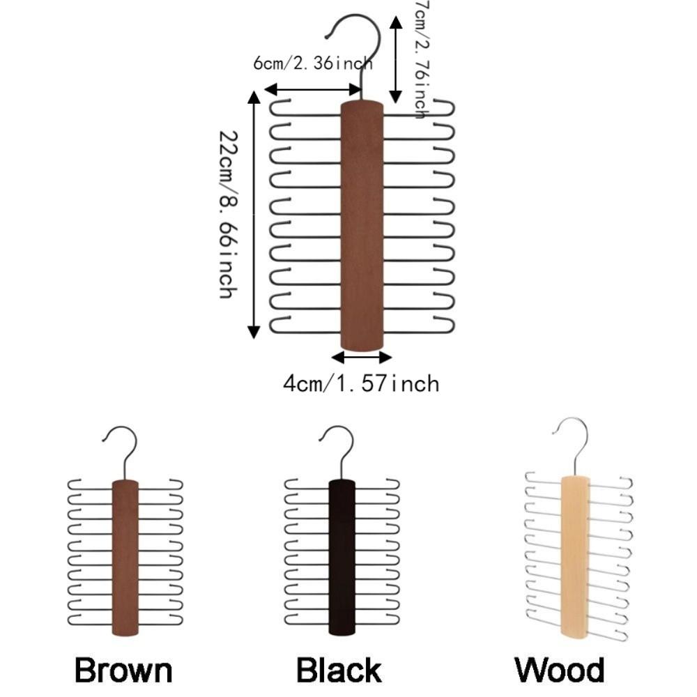 360° Rotating Wooden Tie Rack Space Saving Belt Storage Hanger Tie Storage Rack Men