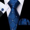 Barry.Wang Mens Novelty Plaid Striped Neckties Handkerchief Cufflinks Set Formal Casual Business