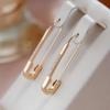 Personality Pin Design Drop Earrings for Women Fashion Zircon Modern Style Jewelry
