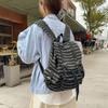 School Bag Versatile Striped Bag Cover Backpack Retro Casual Function Large Capacity Korean School Bag Casual Niche Shoulder Bag