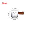 50/100ml Glass Measuring Cup Wooden Handle Espresso Cup Single Spout Milk Cup Coffee Supplies Transparent Kitchen Measuring