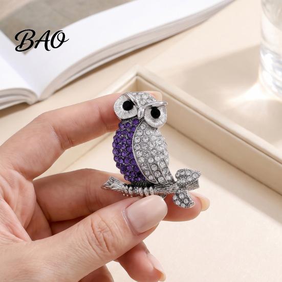 Decorative Bag Accessories Rhinestone Owl Brooch Pin, Alloy Bird Lapel Pin for Suits Coats Bags, Animal Jewelry Accessory Women Men