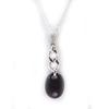 [G2220] - Silver Necklace 'Coffee Bean' Black White