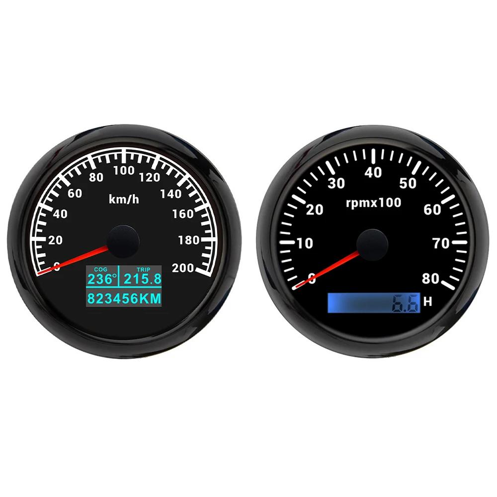 Universal 85mm GPS Speedometer 30KNOTS 60KNOTS 60K 120K 200K with 4K 6K 8K RPM Tachometer with 7 Colors Backlight for Car Boat