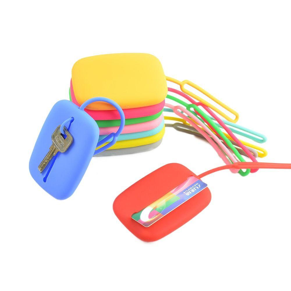 Однотонный простой кошелек для монет Маленький картхолдер Обложка для студенческого проездного Силиконовый держатель для карт Уличный